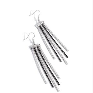 Tapered Team Black Earrings Dangling Fashion Jewelry Paparazzi